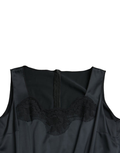 Abito midi a tubino con finiture in pizzo in poliestere nero Dolce &amp; Gabbana
