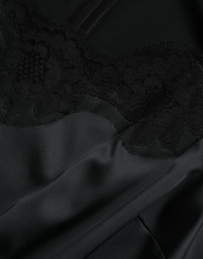 Abito midi a tubino con finiture in pizzo in poliestere nero Dolce &amp; Gabbana