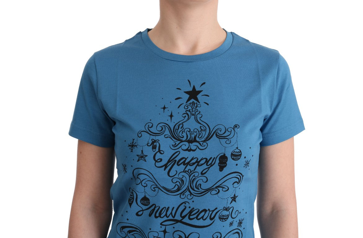 T-shirt con motivo Dolce &amp; Gabbana in cotone blu 2017