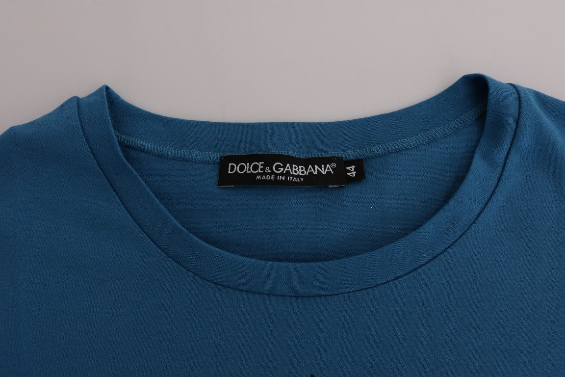 T-shirt con motivo Dolce &amp; Gabbana in cotone blu 2017