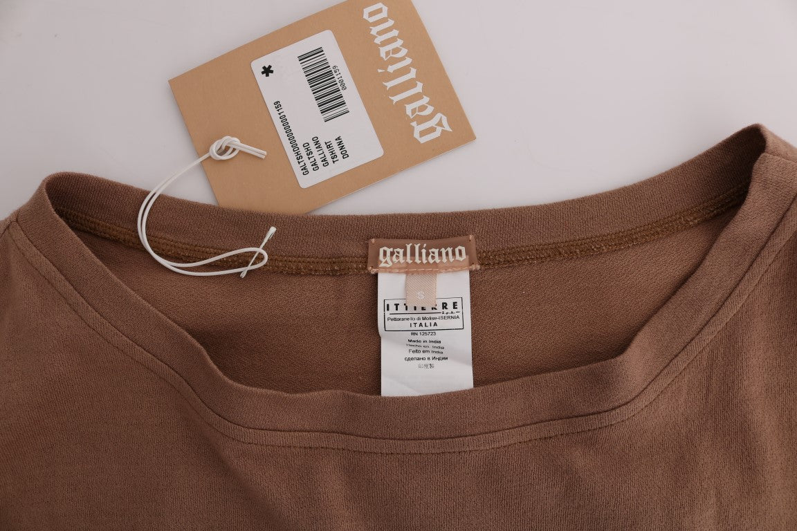 Maglione borchiato in cotone marrone John Galliano