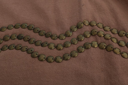 Maglione borchiato in cotone marrone John Galliano