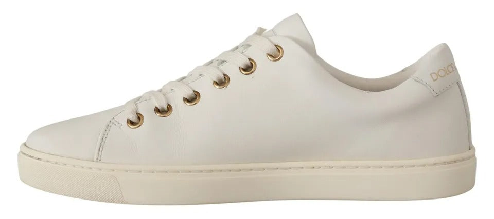 Scarpe da ginnastica Dolce &amp; Gabbana in pelle bianca con cuore rosso e oro