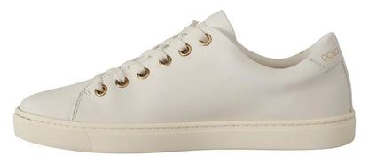 Scarpe da ginnastica Dolce &amp; Gabbana in pelle bianca con cuore rosso e oro