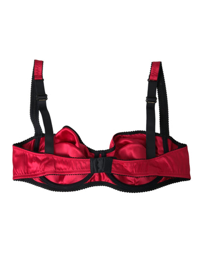 Dolce &amp; Gabbana Reggiseno intimo a balconcino elasticizzato in seta bordeaux
