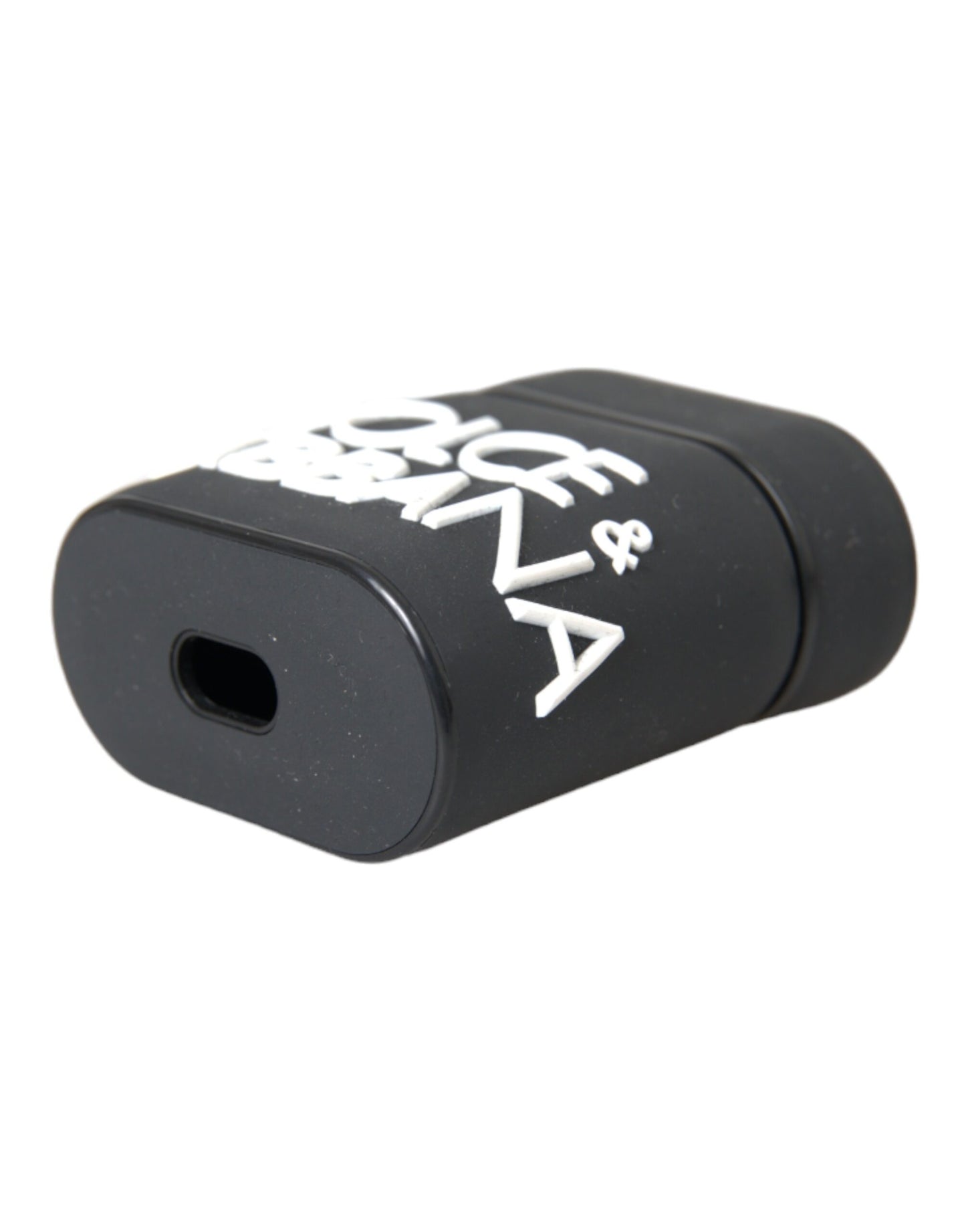 Custodia per Airpods in silicone con logo in rilievo Dolce &amp; Gabbana nero e bianco