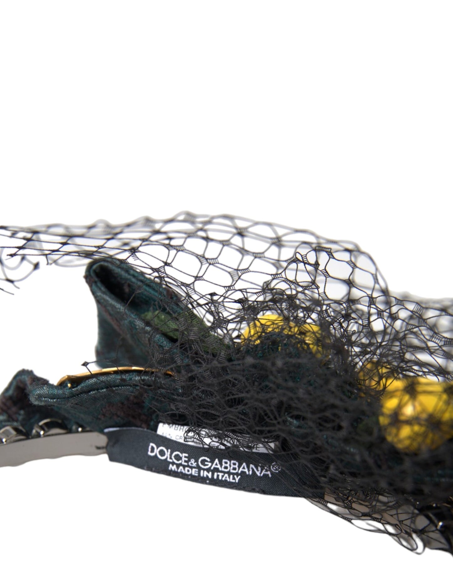Dolce &amp; Gabbana Black Lemons Sicily Purple Crystal Net Headband Diadema
