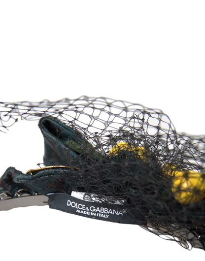 Dolce &amp; Gabbana Black Lemons Sicily Purple Crystal Net Headband Diadema