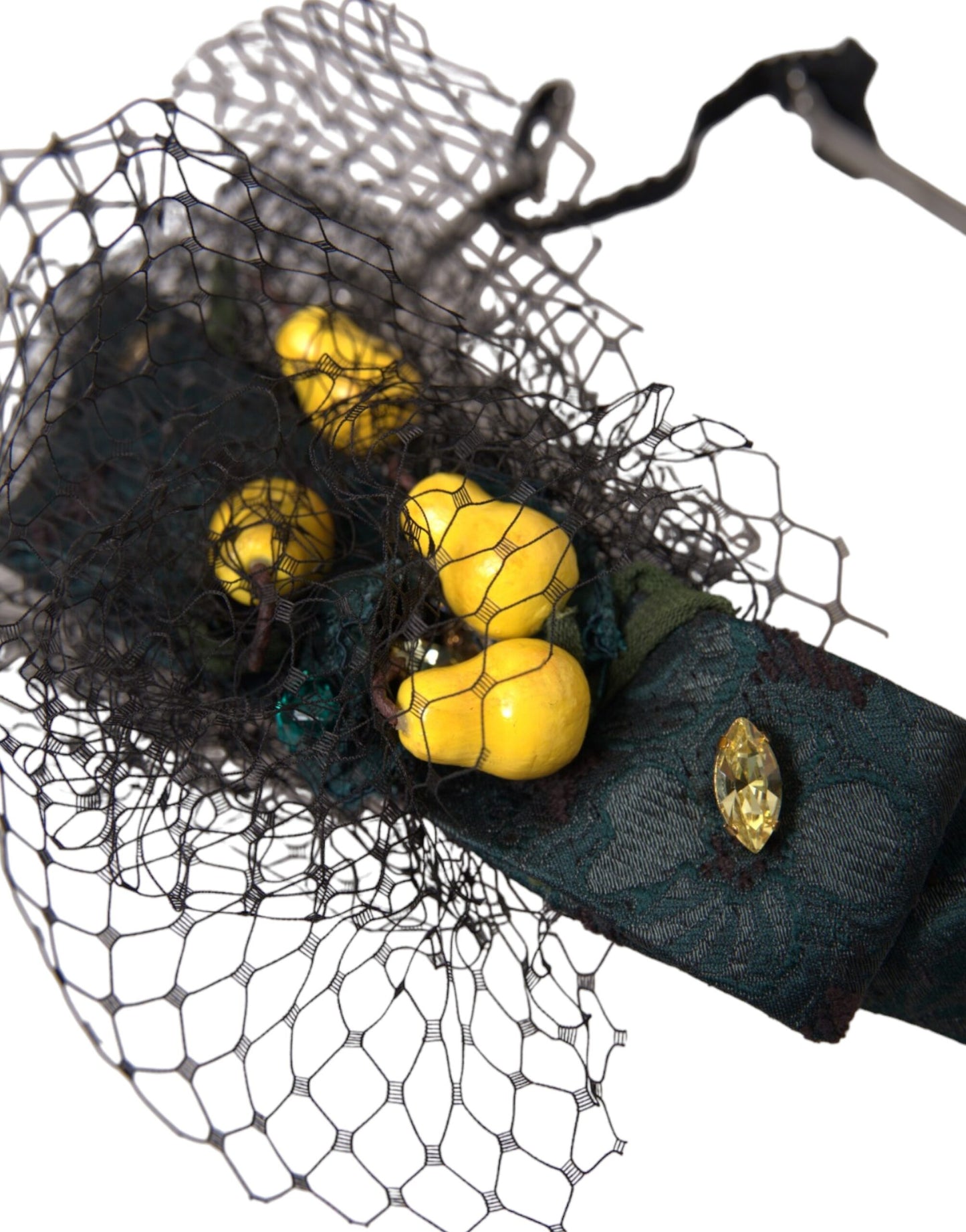Dolce &amp; Gabbana Black Lemons Sicily Purple Crystal Net Headband Diadema