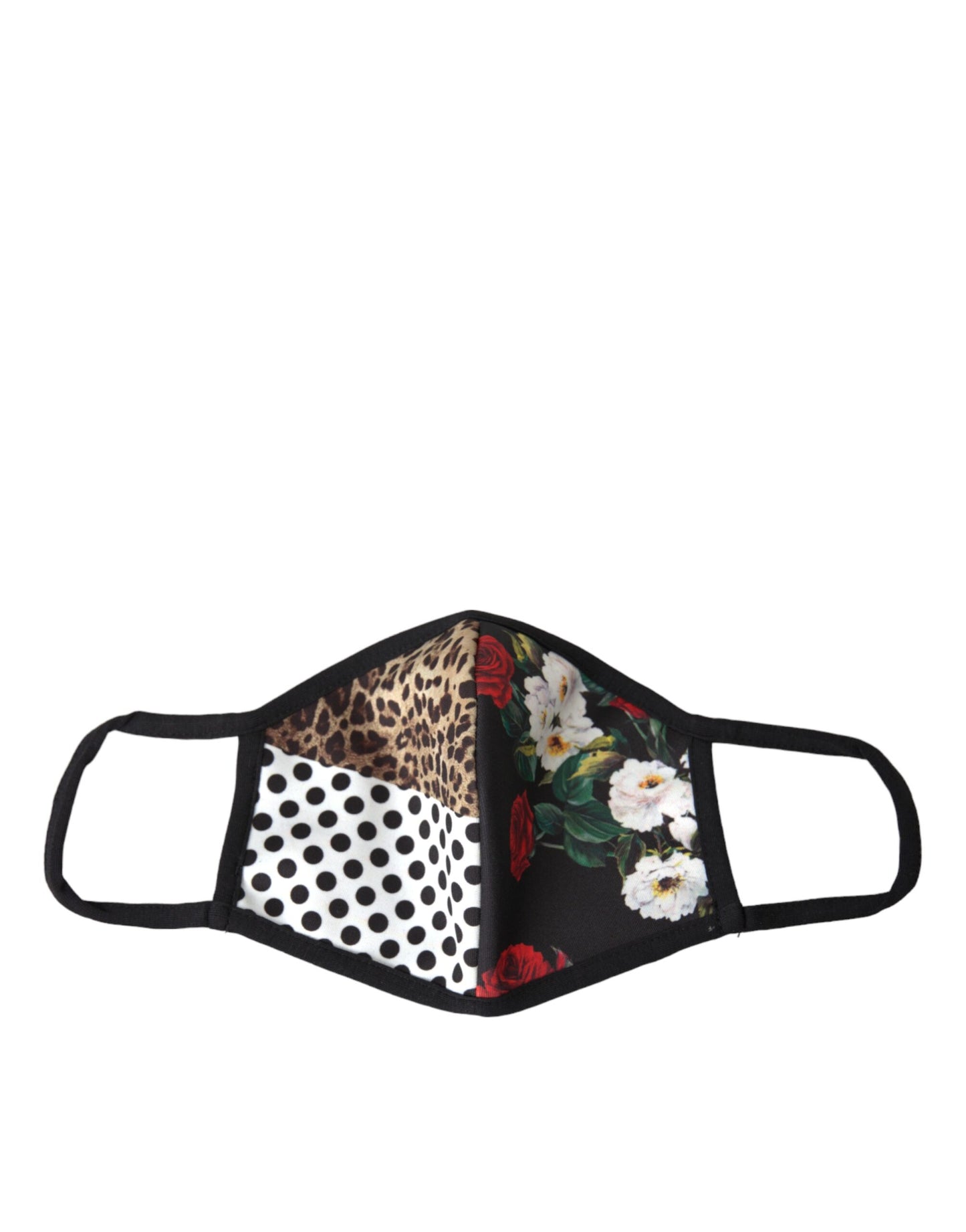 Mascherina elastica per le orecchie con motivo floreale leopardato multicolore Dolce &amp; Gabbana