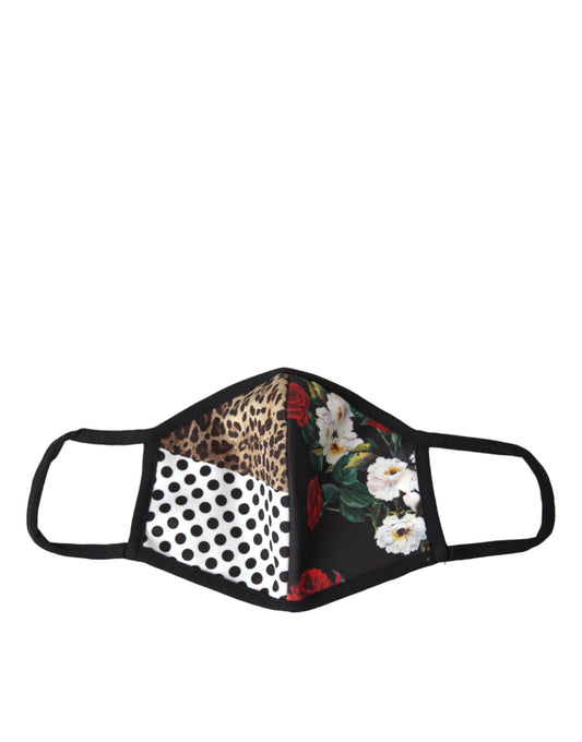Mascherina elastica per le orecchie con motivo floreale leopardato multicolore Dolce &amp; Gabbana