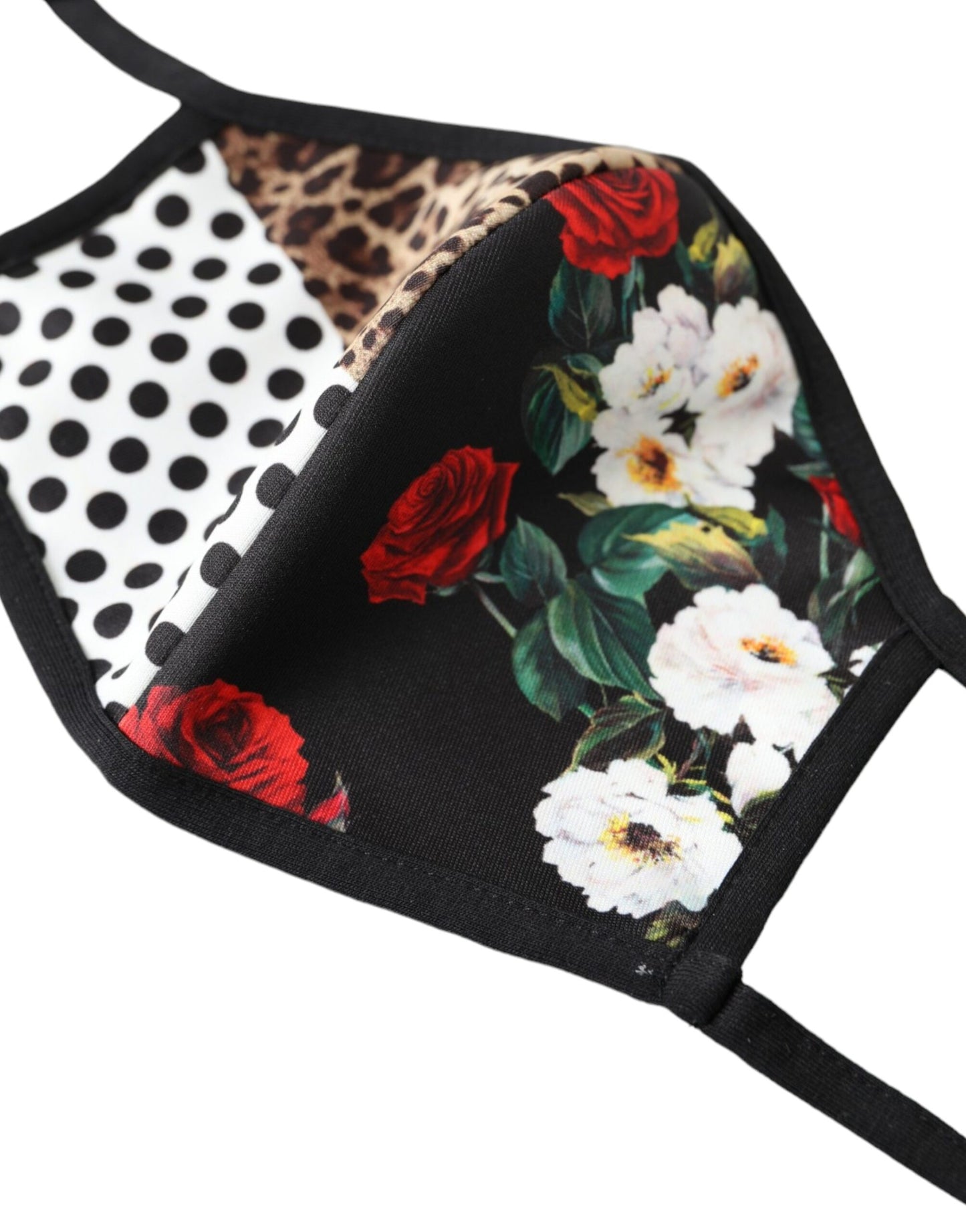 Mascherina elastica per le orecchie con motivo floreale leopardato multicolore Dolce &amp; Gabbana