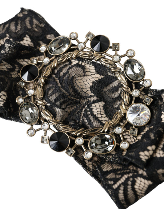Spilla per capelli fatta a mano in pizzo nero con cristalli Dolce &amp; Gabbana