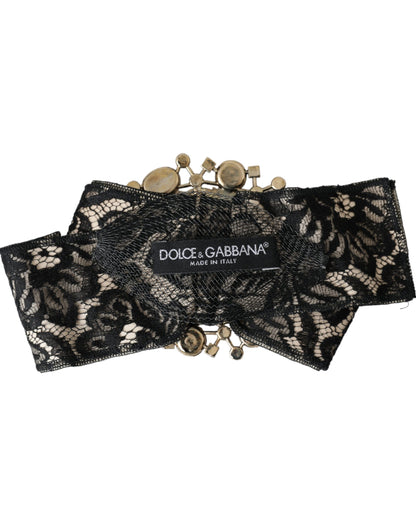 Spilla per capelli fatta a mano in pizzo nero con cristalli Dolce &amp; Gabbana