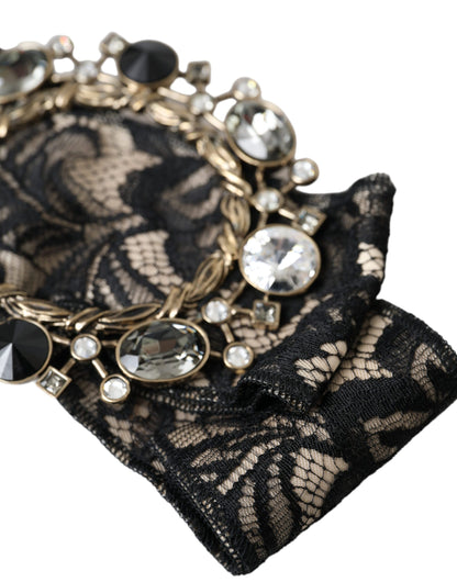 Spilla per capelli fatta a mano in pizzo nero con cristalli Dolce &amp; Gabbana