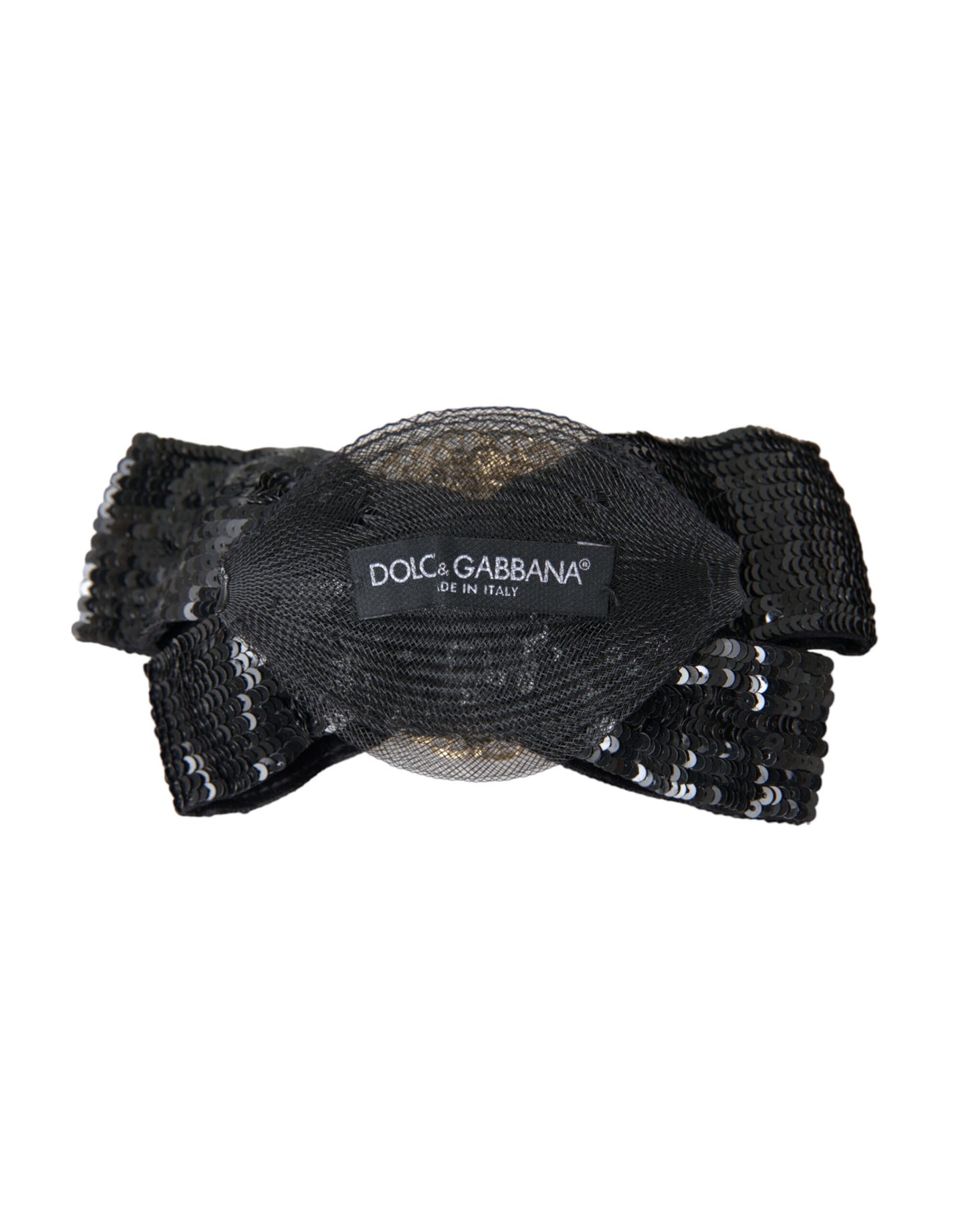 Spilla per capelli fatta a mano con paillettes nere e perle Dolce &amp; Gabbana