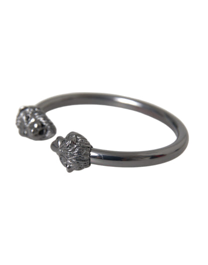 Bracciale rigido da donna Nialaya con leone in rodio nero