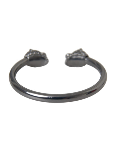 Bracciale rigido da donna Nialaya con leone in rodio nero