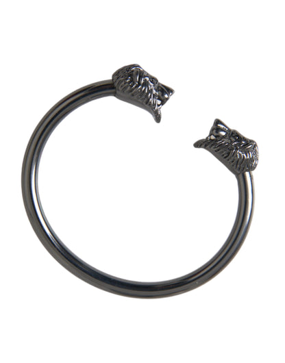 Bracciale rigido da donna Nialaya con leone in rodio nero