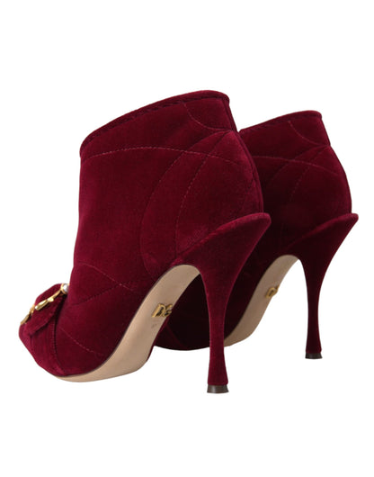 Scarpe con stivaletti Devotion Buckle in velluto rosso scuro Dolce &amp; Gabbana