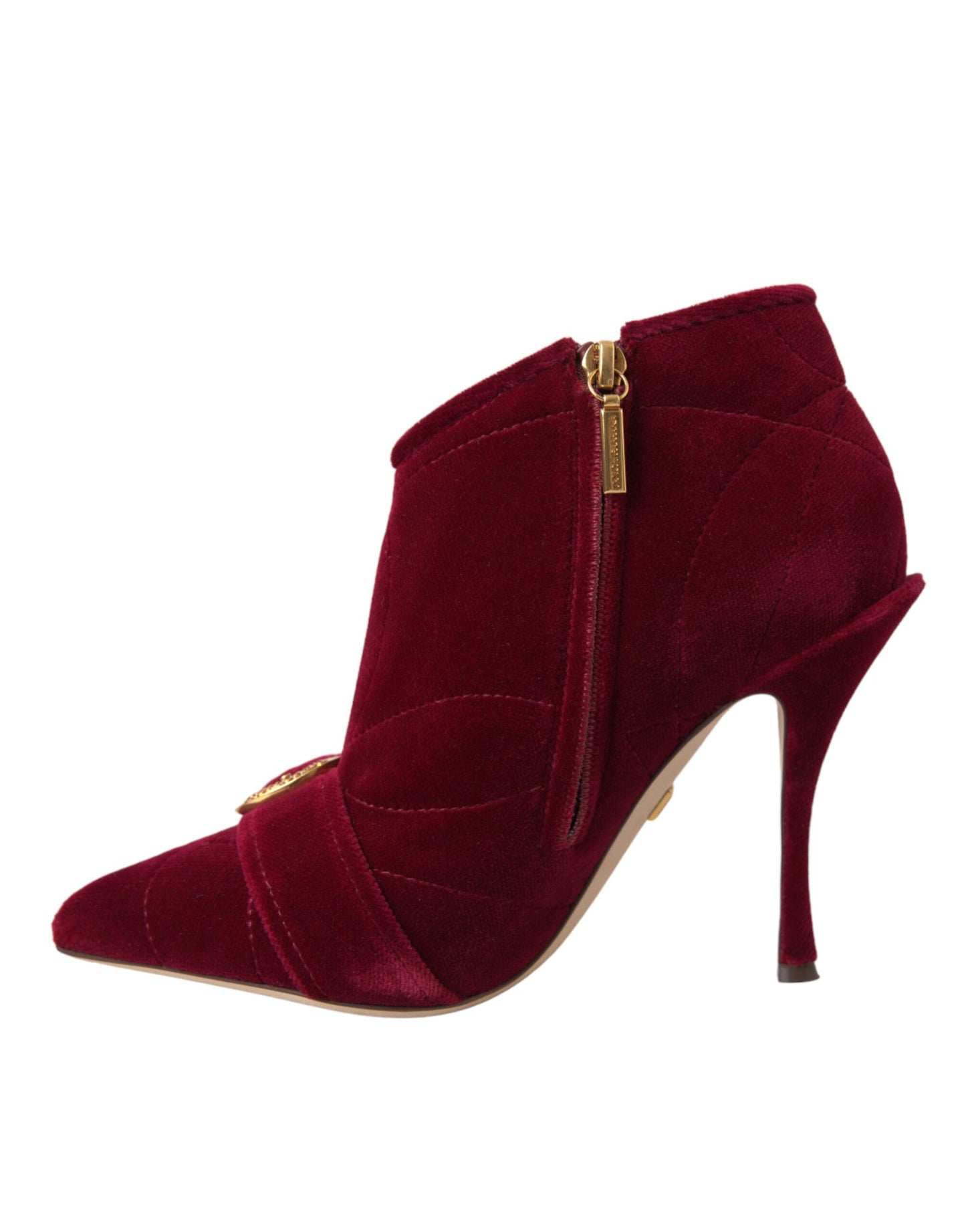 Scarpe con stivaletti Devotion Buckle in velluto rosso scuro Dolce &amp; Gabbana