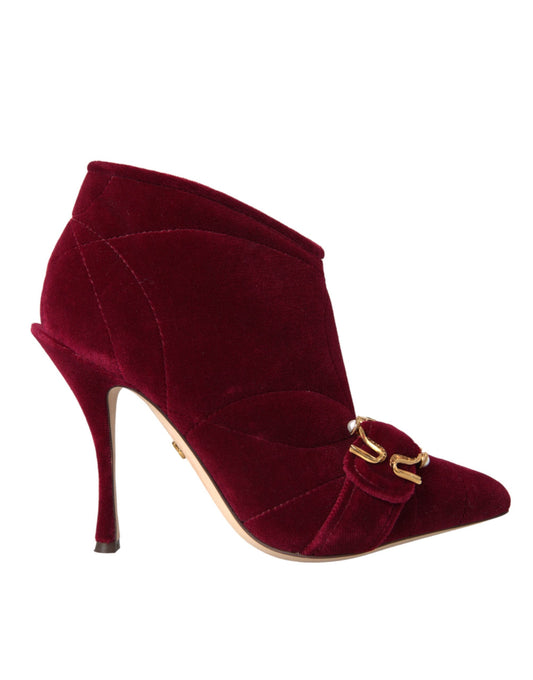 Scarpe con stivaletti Devotion Buckle in velluto rosso scuro Dolce &amp; Gabbana