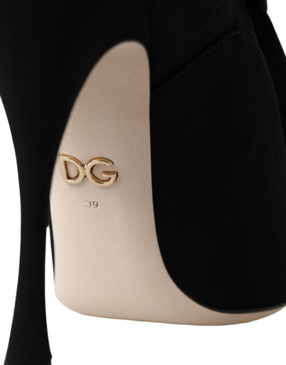 Dolce &amp; Gabbana - Stivali a metà polpaccio neri con tacco a spillo