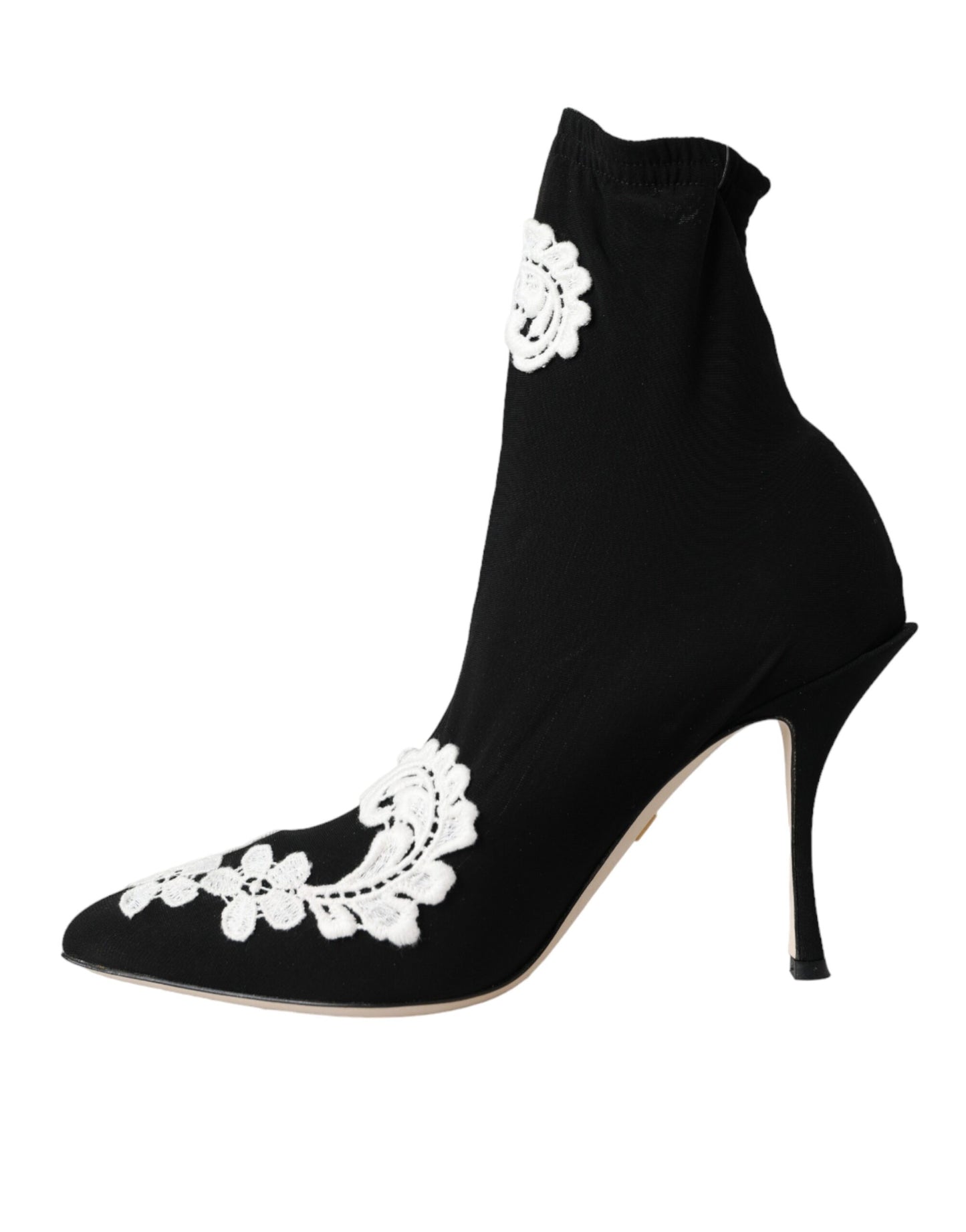 Dolce &amp; Gabbana Stivali Slip On Ricamati Neri e Bianchi