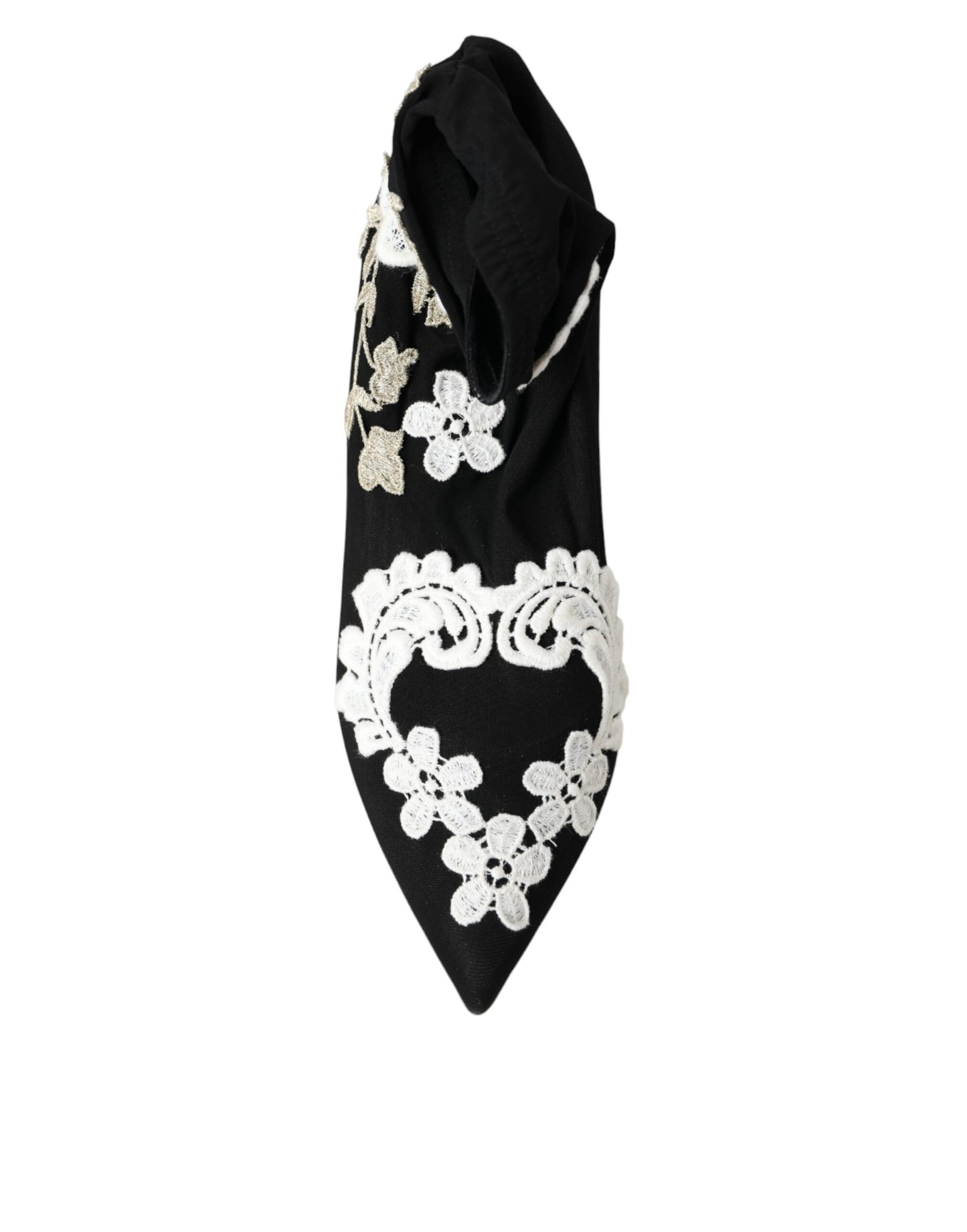 Dolce &amp; Gabbana Stivali Slip On Ricamati Neri e Bianchi