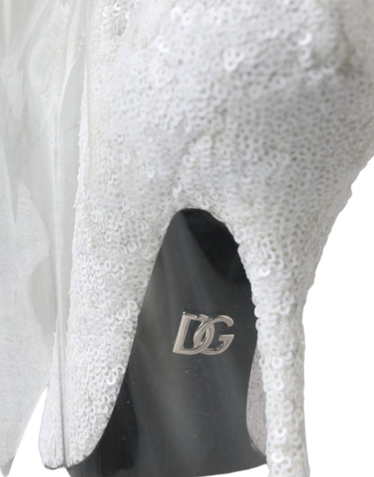 Dolce &amp; Gabbana - Stivali alti al ginocchio con tacco a spillo bianchi
