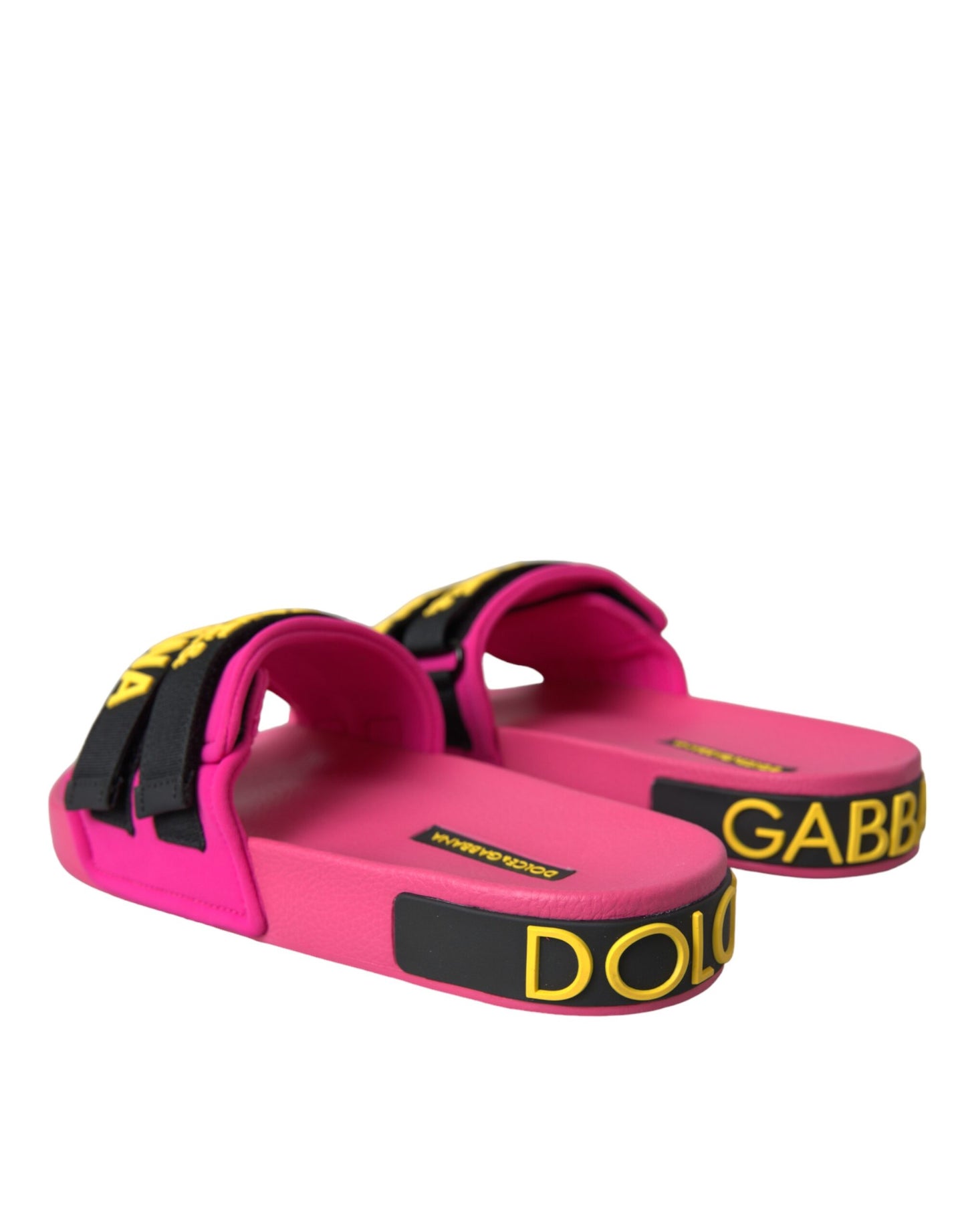 Dolce &amp; Gabbana, sandali da spiaggia con logo rosa e nero