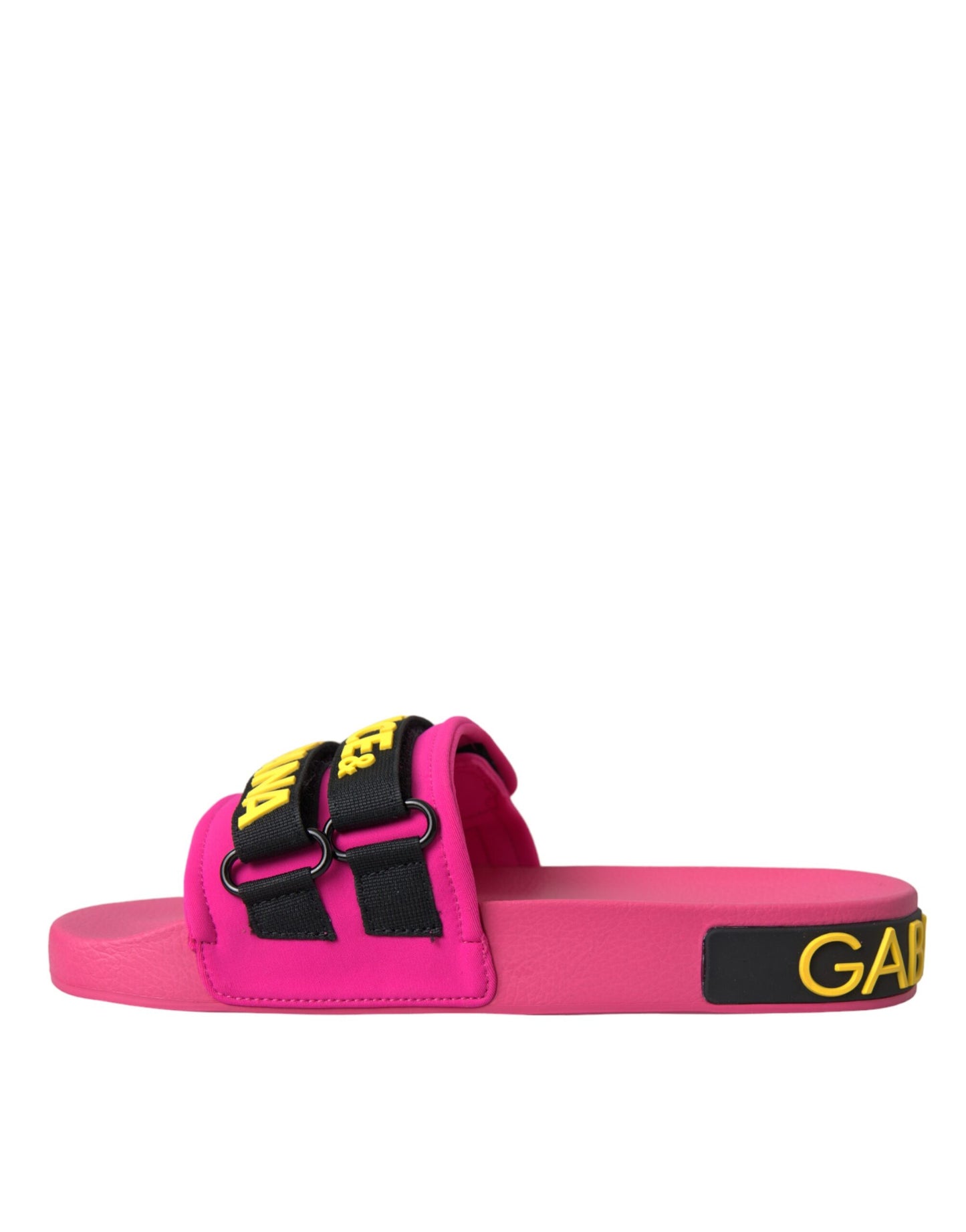 Dolce &amp; Gabbana, sandali da spiaggia con logo rosa e nero