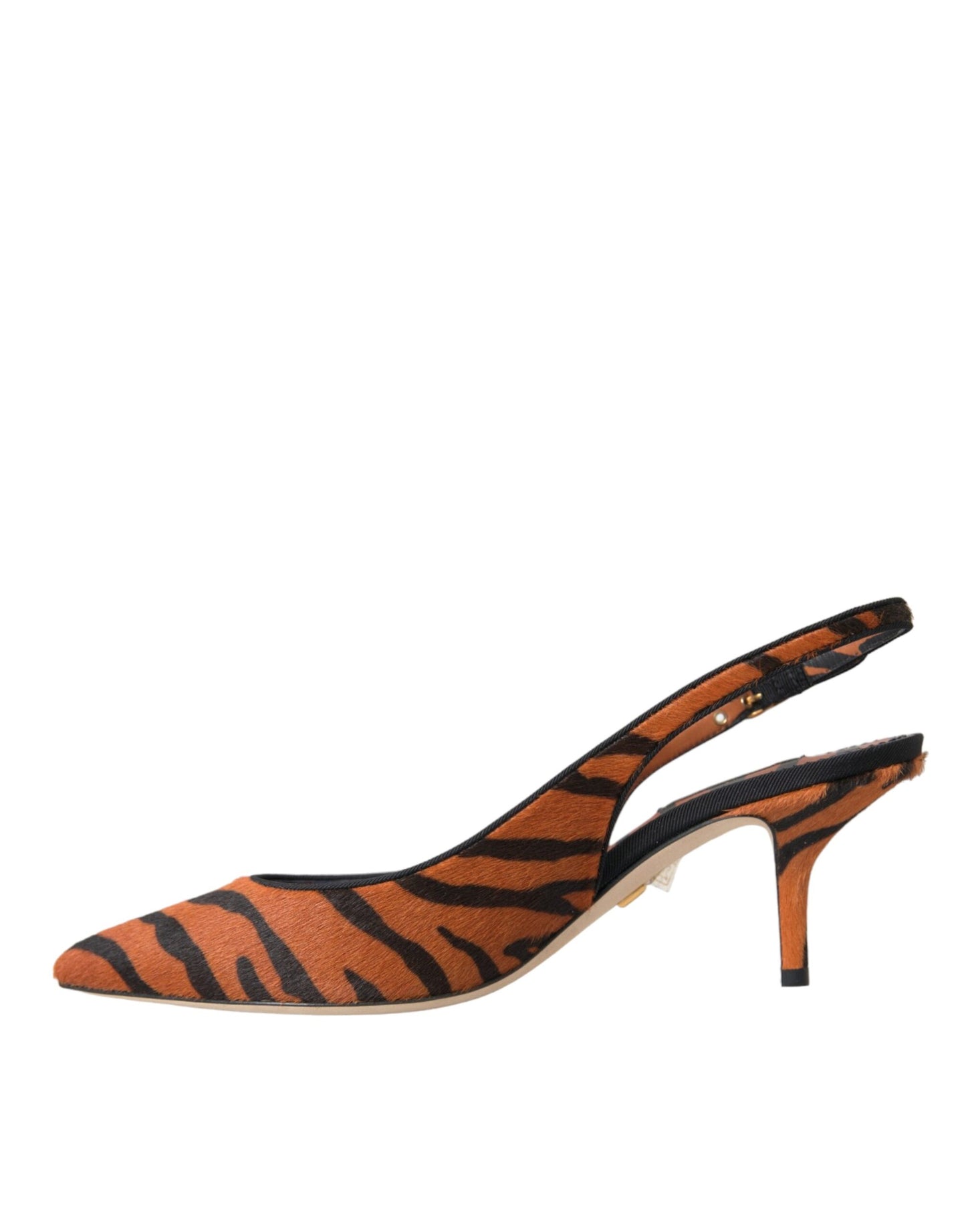 Scarpe slingback Dolce &amp; Gabbana in pelle zebrata nera e arancione