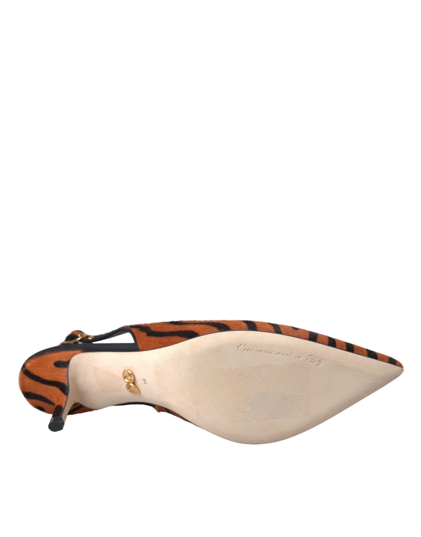 Scarpe slingback Dolce &amp; Gabbana in pelle zebrata nera e arancione