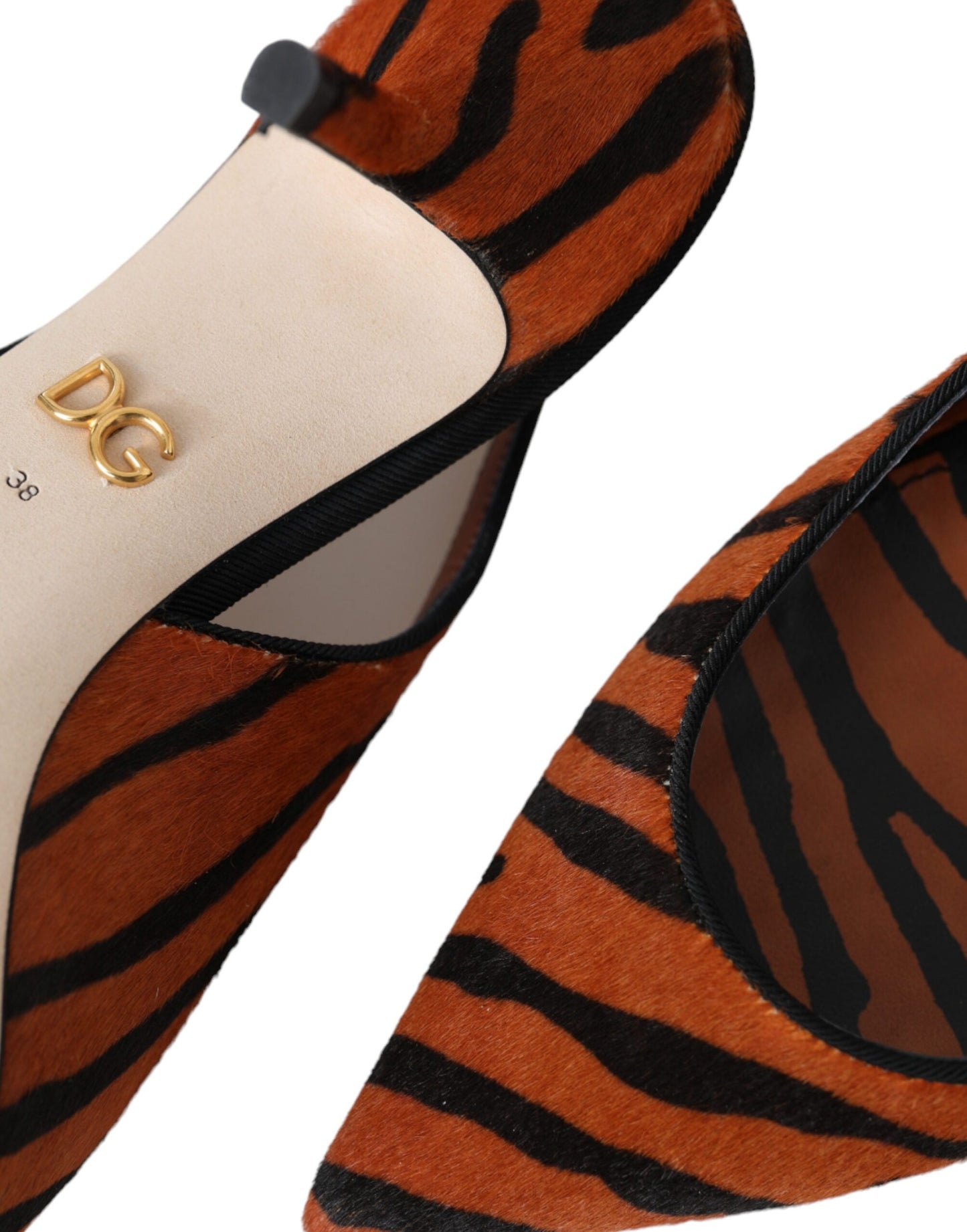 Scarpe slingback Dolce &amp; Gabbana in pelle zebrata nera e arancione