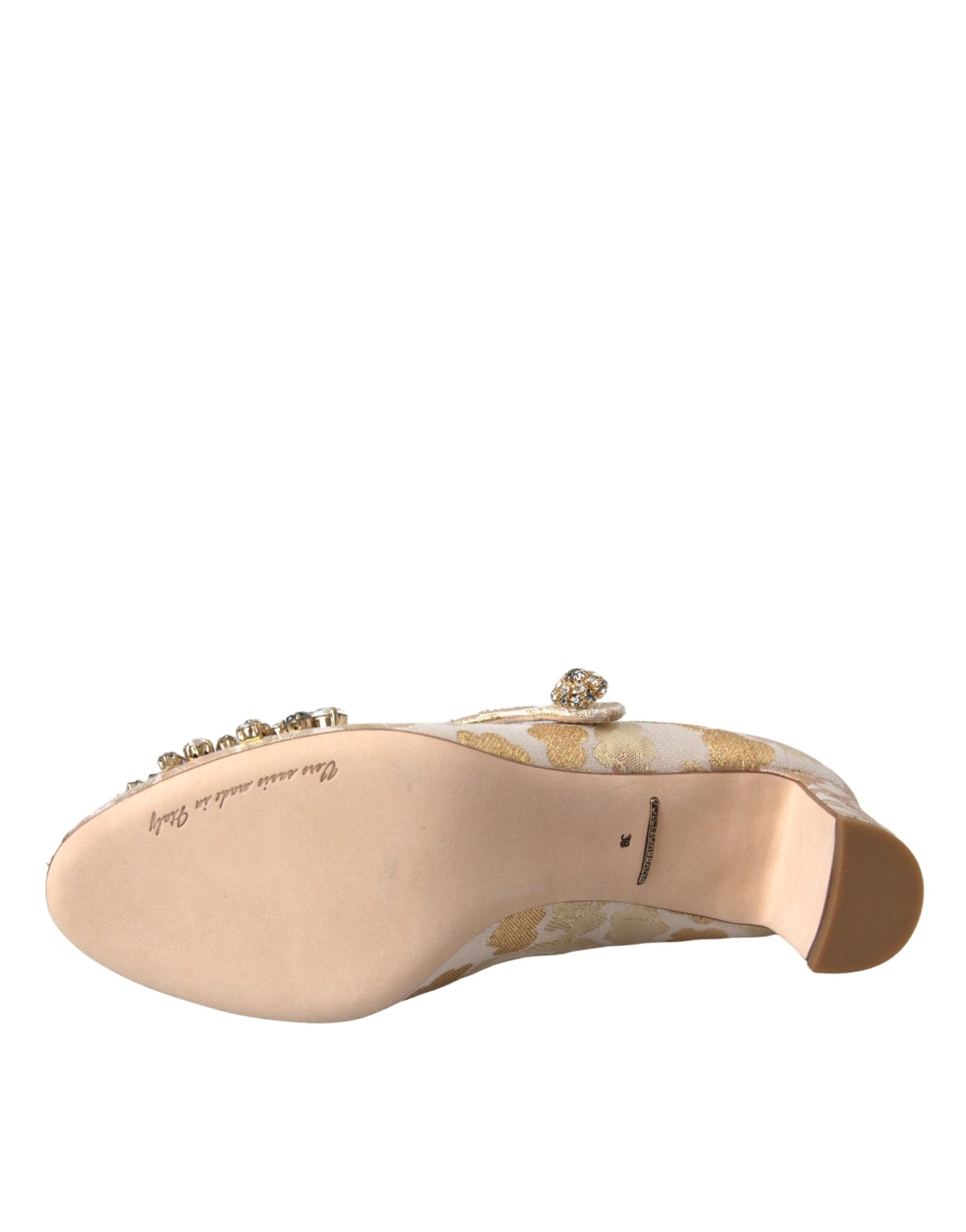 Scarpe Mary Jane Dolce &amp; Gabbana con tacco e cristalli in jacquard dorato