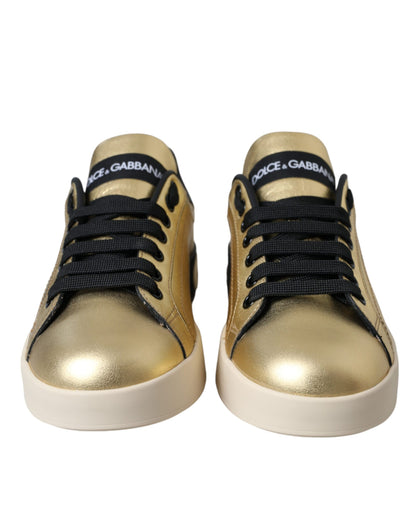 Dolce &amp; Gabbana Gold Portofino Vitello Sneakers Scarpe da donna