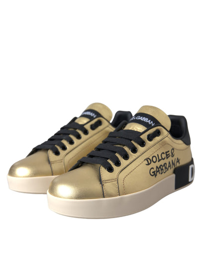 Dolce &amp; Gabbana Gold Portofino Vitello Sneakers Scarpe da donna