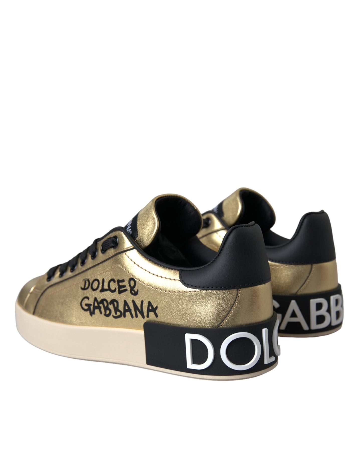 Dolce &amp; Gabbana Gold Portofino Vitello Sneakers Scarpe da donna