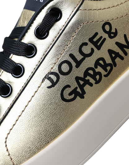 Dolce &amp; Gabbana Gold Portofino Vitello Sneakers Scarpe da donna