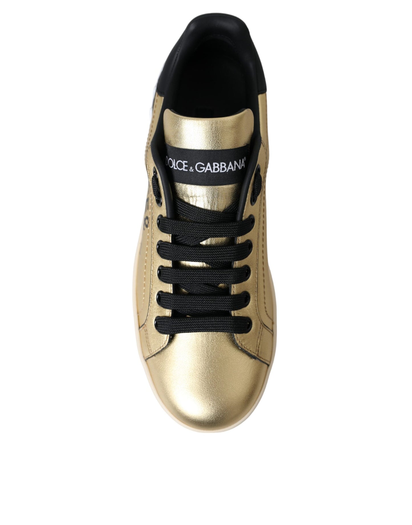 Dolce &amp; Gabbana Gold Portofino Vitello Sneakers Scarpe da donna
