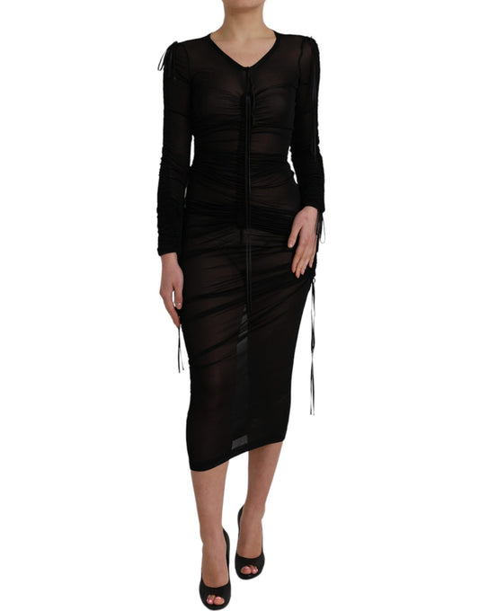 Dolce &amp; Gabbana Abito midi aderente nero trasparente