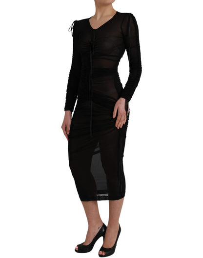 Dolce &amp; Gabbana Abito midi aderente nero trasparente