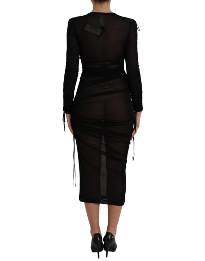 Dolce &amp; Gabbana Abito midi aderente nero trasparente