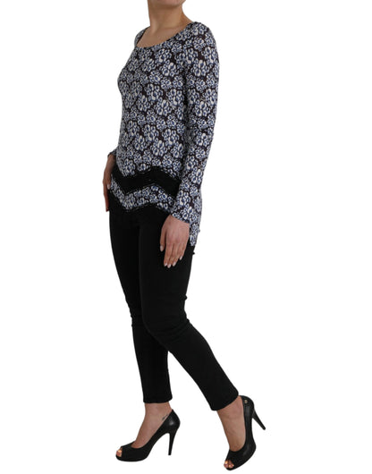Top e camicetta intima a maniche lunghe in pizzo floreale blu Just Cavalli