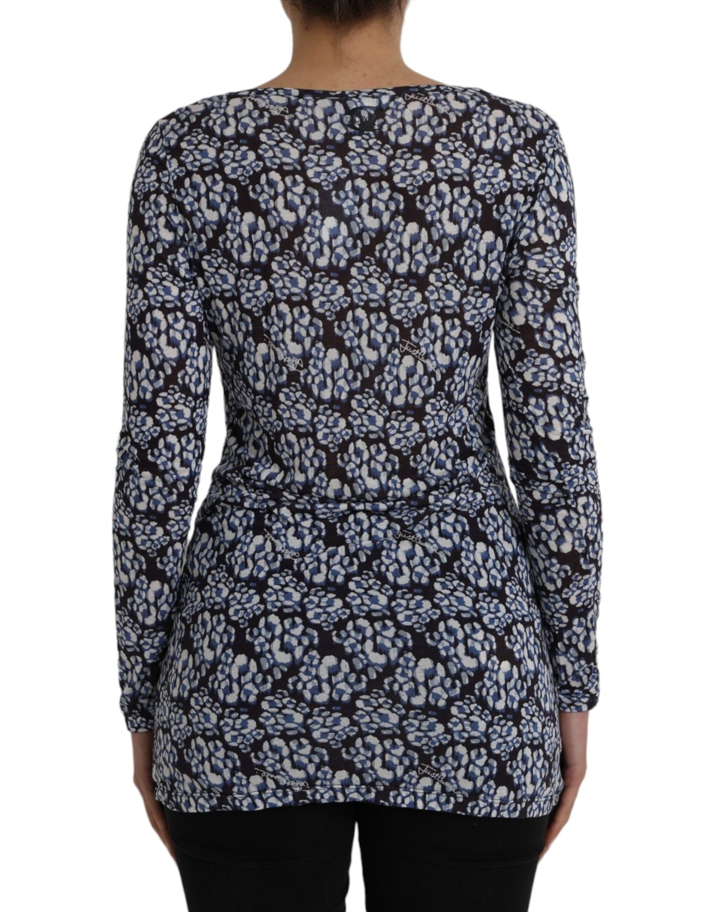 Top e camicetta intima a maniche lunghe in pizzo floreale blu Just Cavalli