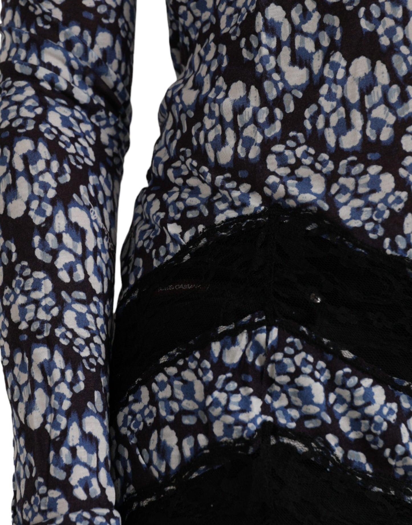 Top e camicetta intima a maniche lunghe in pizzo floreale blu Just Cavalli