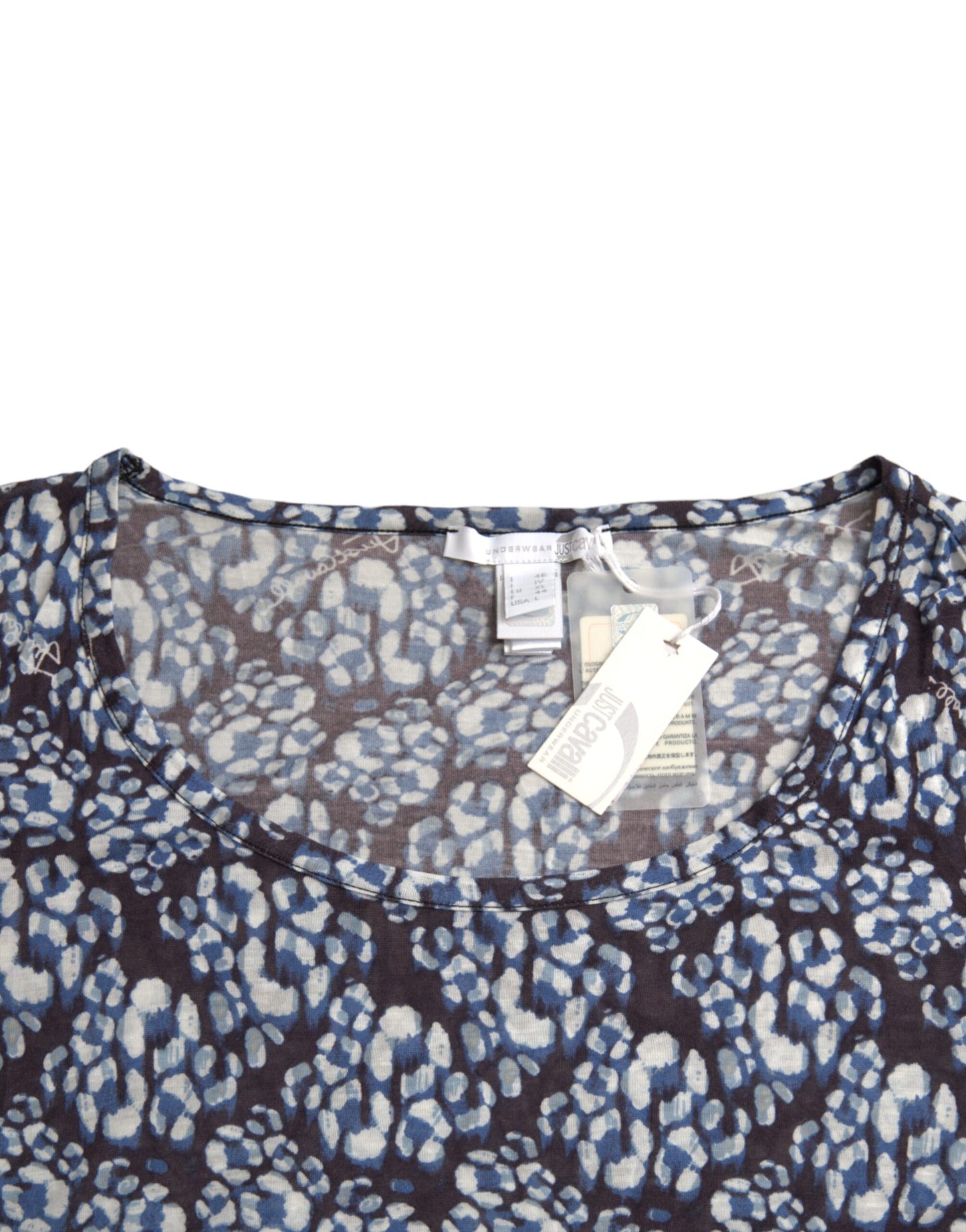 Top e camicetta intima a maniche lunghe in pizzo floreale blu Just Cavalli