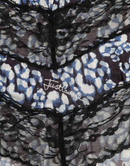 Top e camicetta intima a maniche lunghe in pizzo floreale blu Just Cavalli