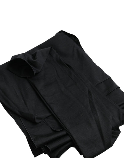 Dolce &amp; Gabbana Top asimmetrico a maniche lunghe in lana nera con ritagli